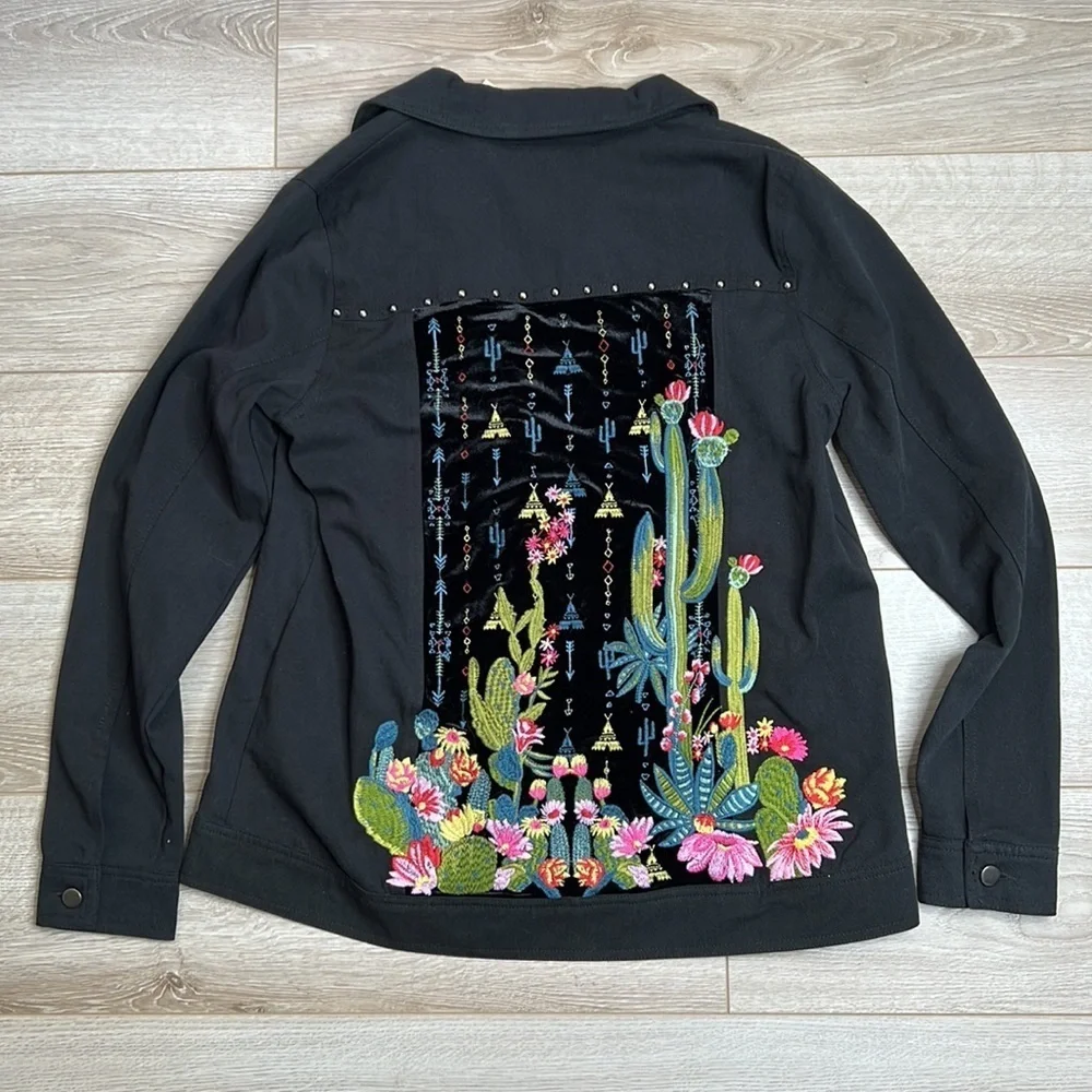 NWT Emmer & Oat Cactus Embroidered Boho Western Shirt Jacket Shacket Size S - Picture 1 of 9